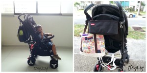 diaper bags on the stroller